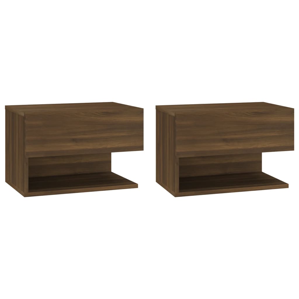 vidaXL Tables de chevet murales 2 pcs Chêne marron