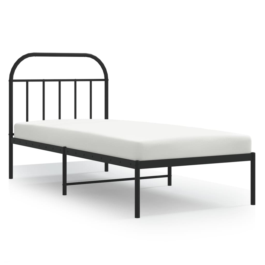 vidaXL Cadre de lit métal sans matelas avec tête de lit noir 90x190 cm