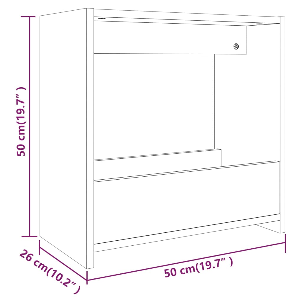 vidaXL Table d'appoint Sonoma gris 50x26x50 cm Bois d'ingénierie