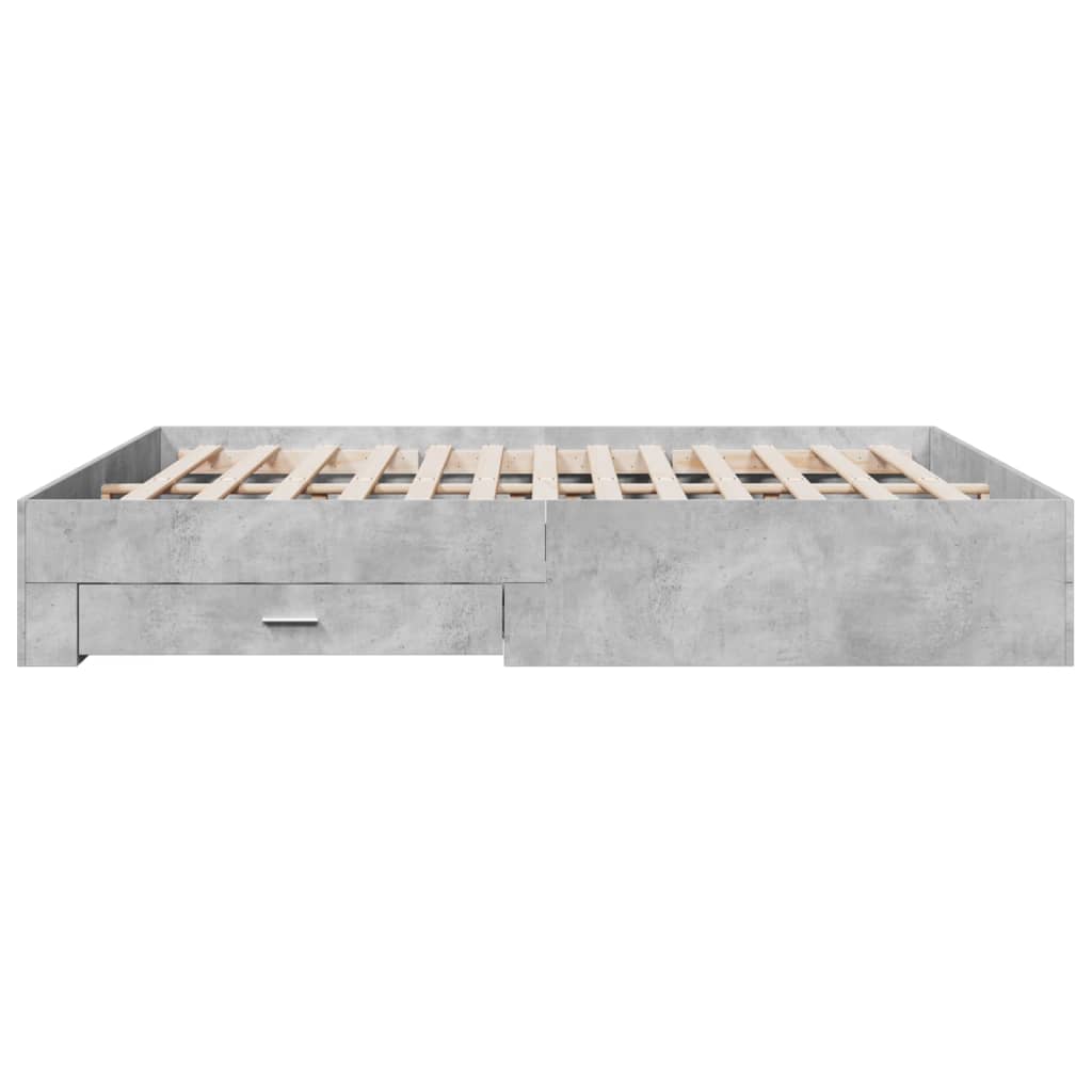 vidaXL Cadre de lit à tiroirs gris béton 180x200 cm bois d'ingénierie