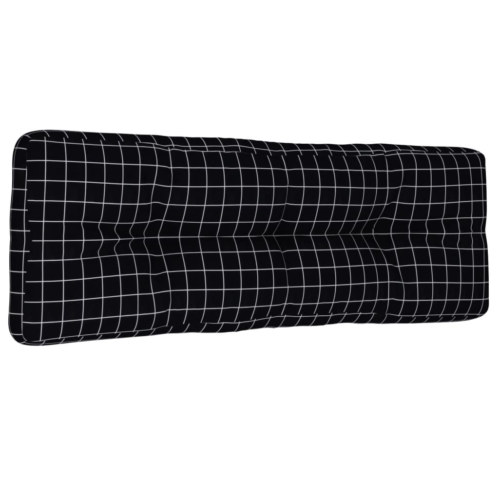 vidaXL Coussin de palette motif à carreaux noir 120x40x12 cm tissu