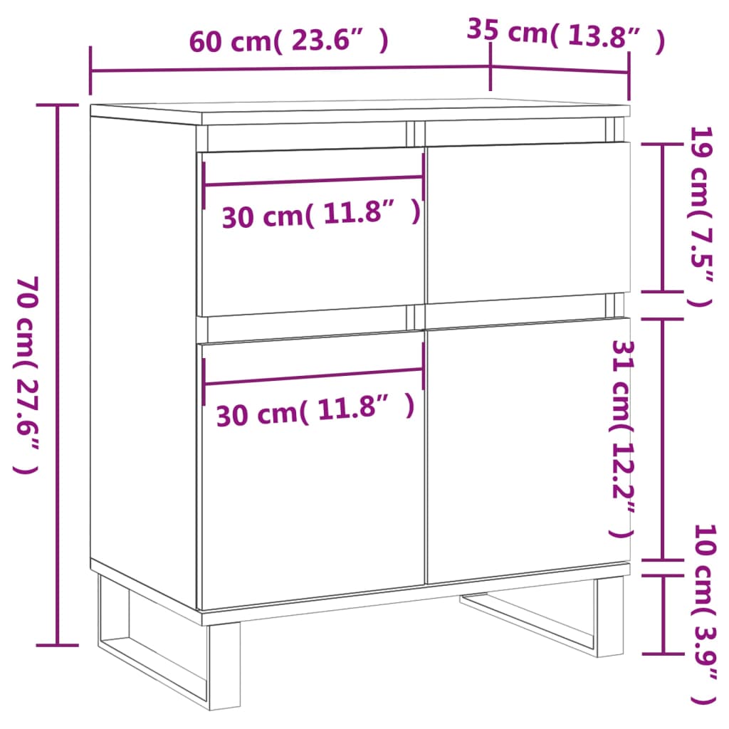 vidaXL Buffet Chêne marron 60x35x70 cm Bois d'ingénierie