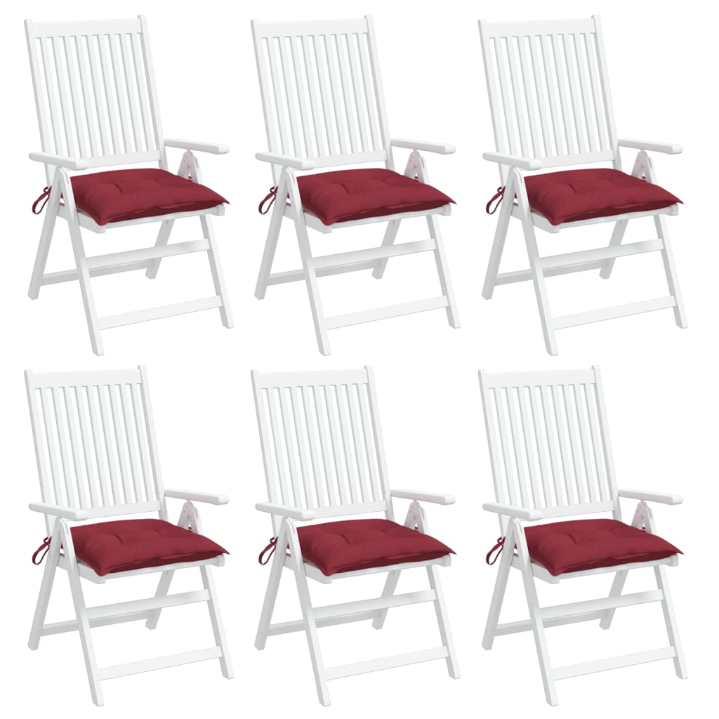 vidaXL Coussins de chaise lot de 6 rouge bordeaux 40x40x7 cm