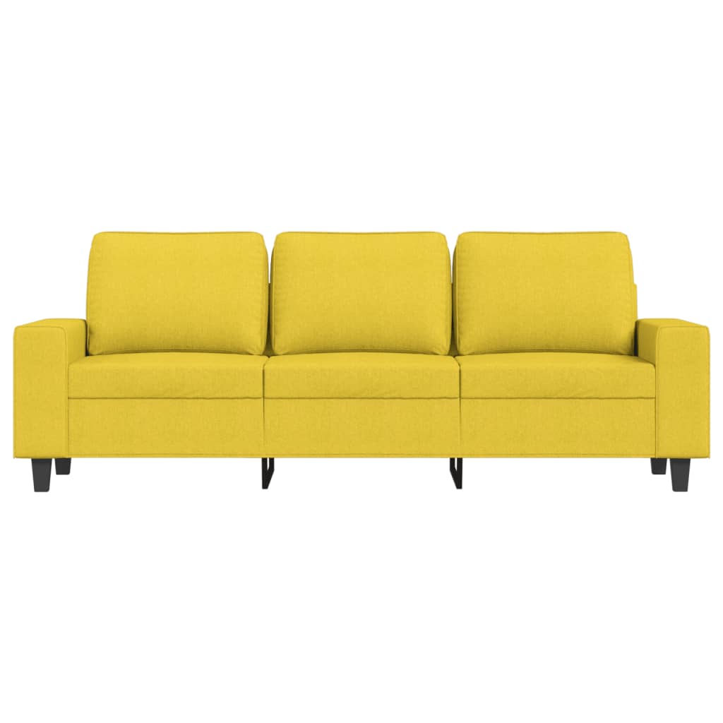 vidaXL Canapé à 3 places avec repose-pieds Jaune clair 180 cm Tissu