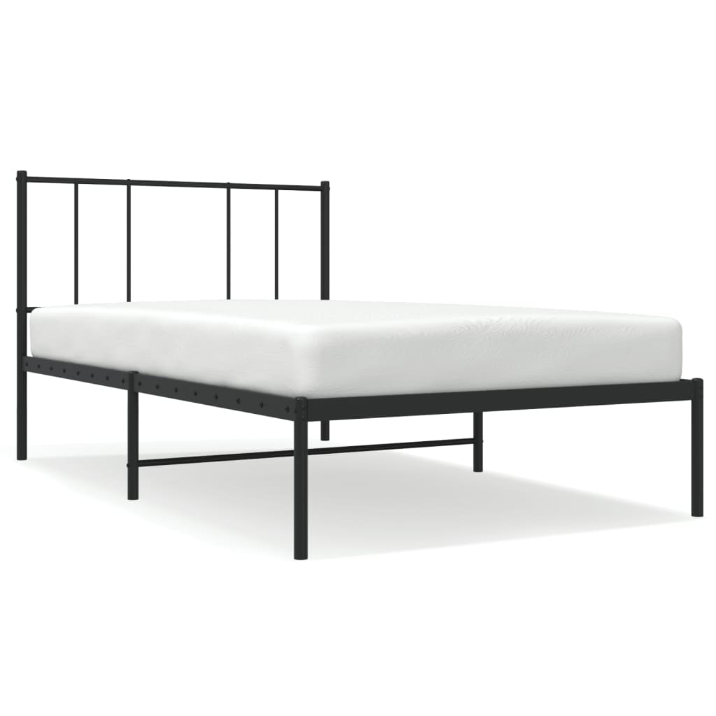 vidaXL Cadre de lit métal sans matelas avec tête de lit noir 75x190 cm