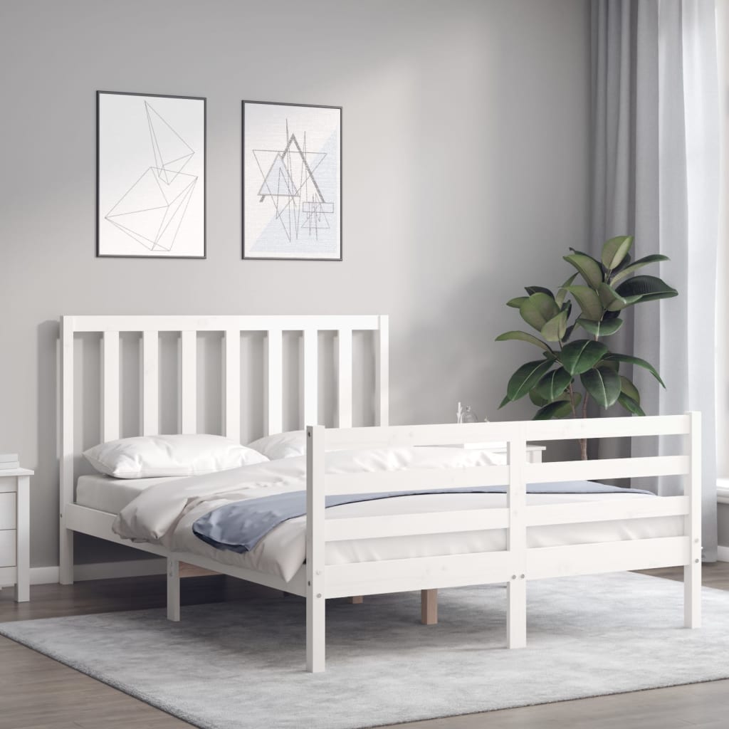 vidaXL Cadre de lit sans matelas blanc bois de pin massif