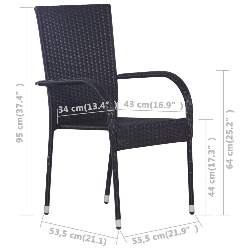 vidaXL Ensemble de salle à manger de jardin 7 pcs Noir