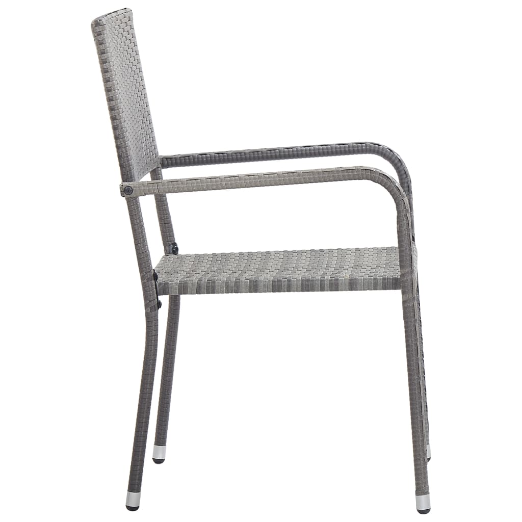 vidaXL Chaise à dîner de jardin empilable lot de 6 gris résine tressée