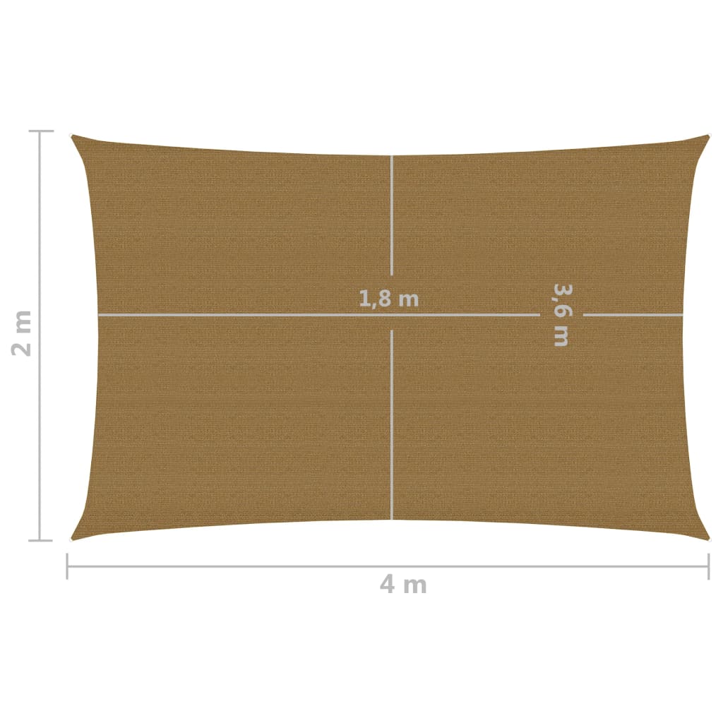 vidaXL Voile d'ombrage 160 g/m² Taupe 2x4 m PEHD