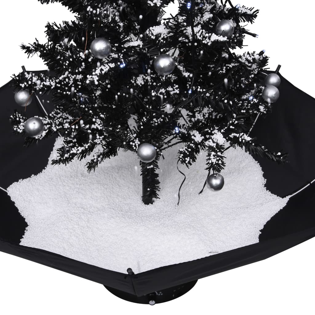 vidaXL Arbre de Noël neigeux avec base de parapluie Noir 75 cm PVC