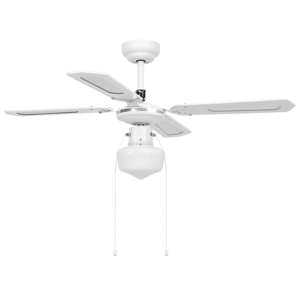 vidaXL Ventilateur de plafond avec lampe 106 cm Blanc