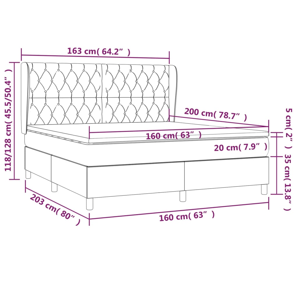 vidaXL Sommier à lattes de lit avec matelas Crème 160x200 cm Tissu