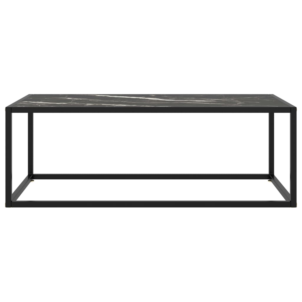 vidaXL Table basse Noir avec verre marbre noir 100x50x35 cm