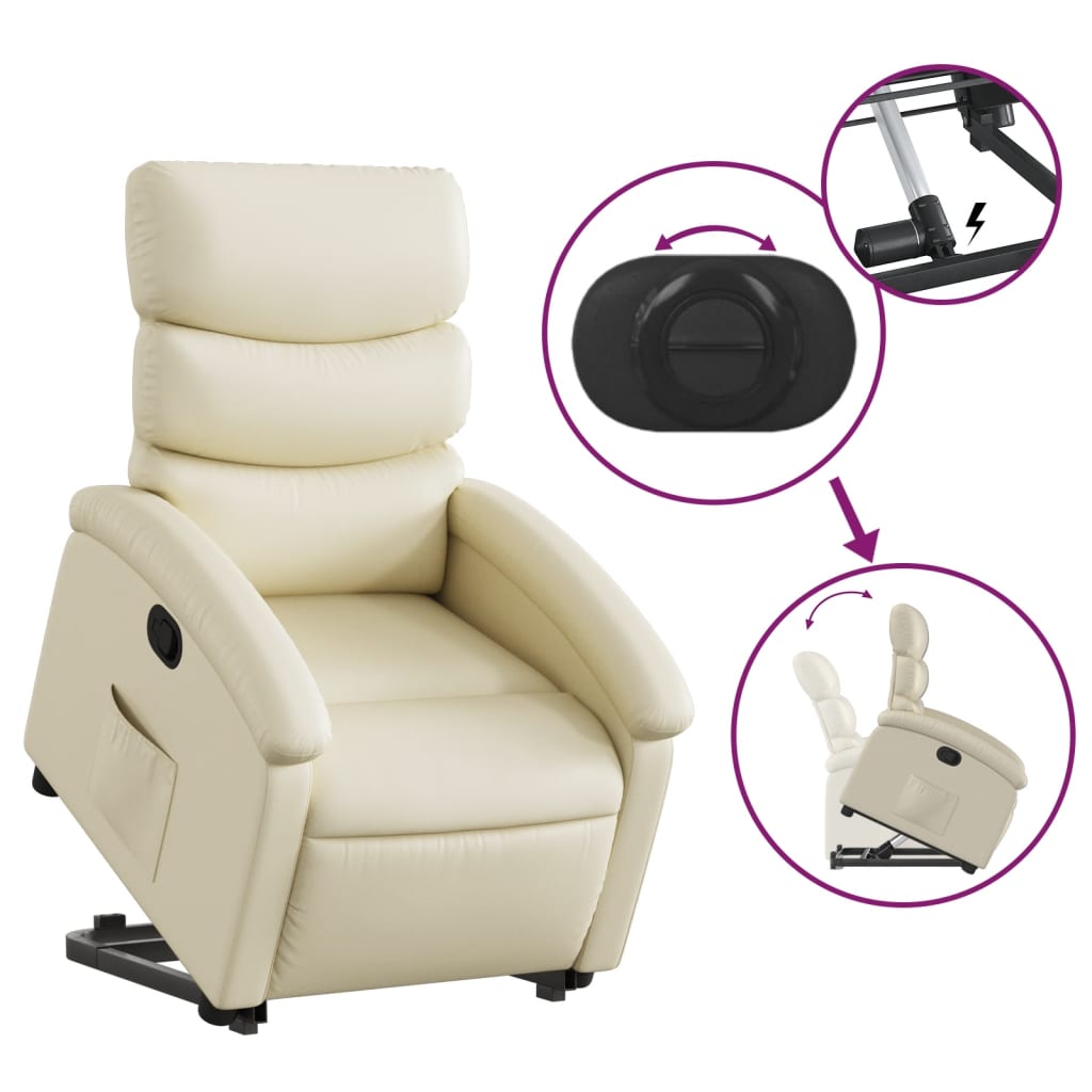 vidaXL Fauteuil inclinable Crème Similicuir