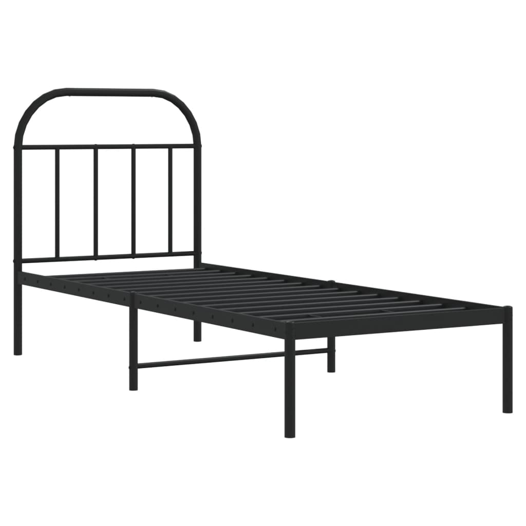 vidaXL Cadre de lit métal sans matelas avec tête de lit noir 75x190 cm