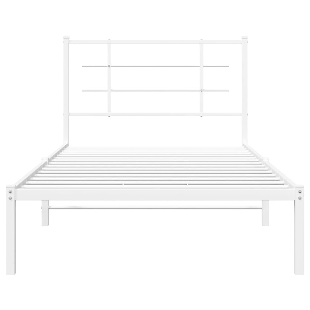 vidaXL Cadre de lit métal sans matelas et tête de lit blanc 100x190 cm