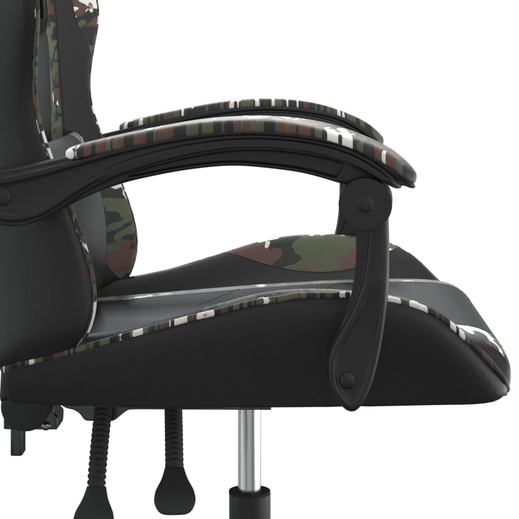vidaXL Chaise de jeu pivotante Noir et camouflage Similicuir
