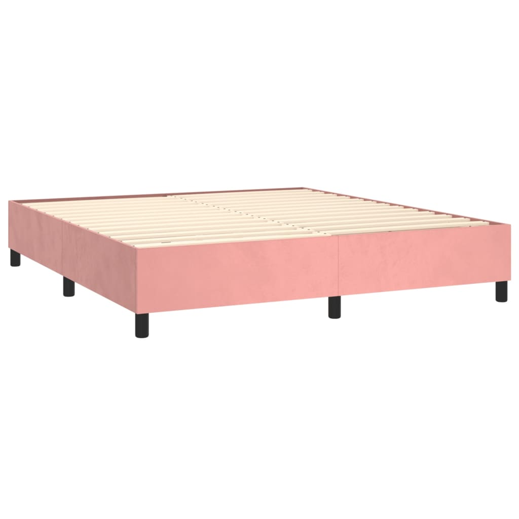 vidaXL Sommier à lattes de lit avec matelas Rose 160x200 cm Velours