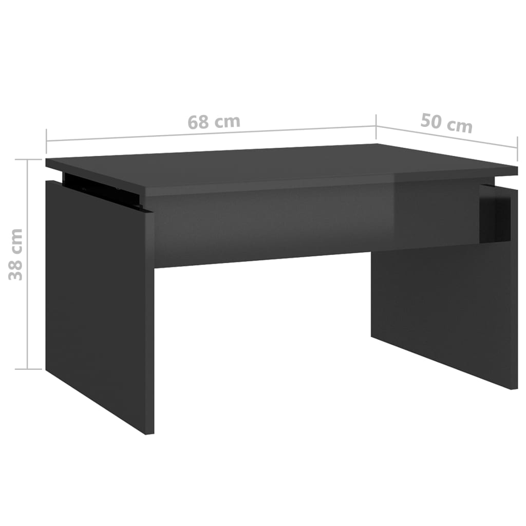 vidaXL Table basse Gris brillant 68x50x38 cm Aggloméré