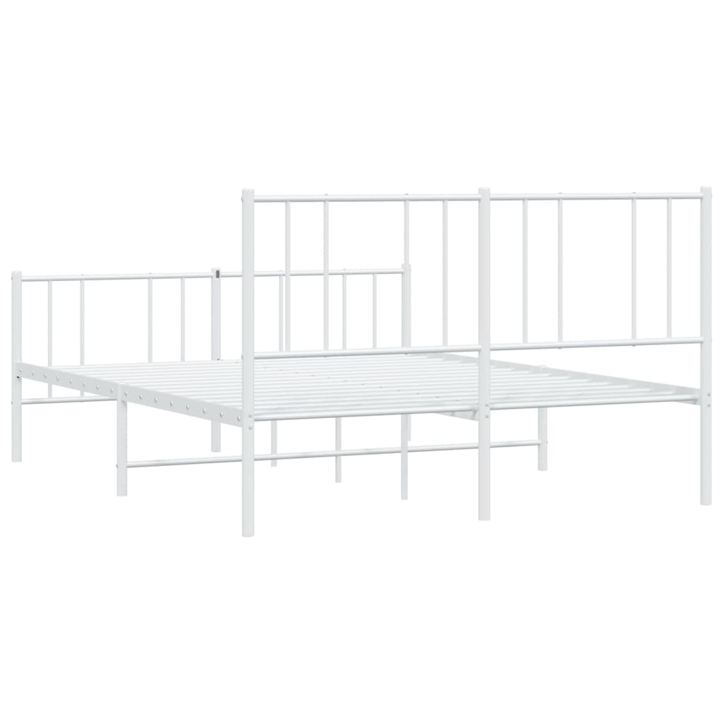 vidaXL Cadre de lit métal sans matelas et pied de lit blanc 160x200 cm