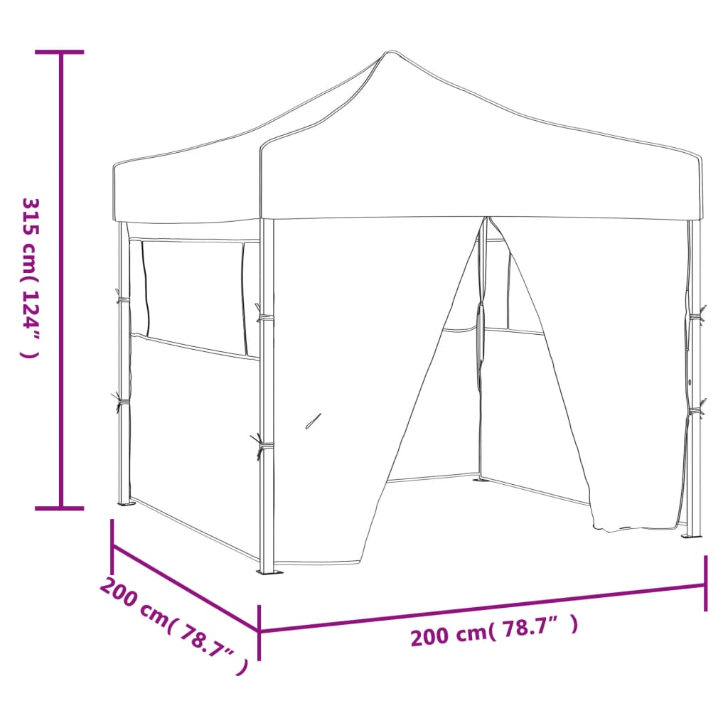 vidaXL Tente de réception pliable avec 4 parois 2x2 m Acier Crème