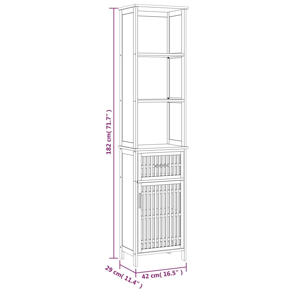 vidaXL Armoire de salle de bain 42x29x182 cm Bois massif de noyer