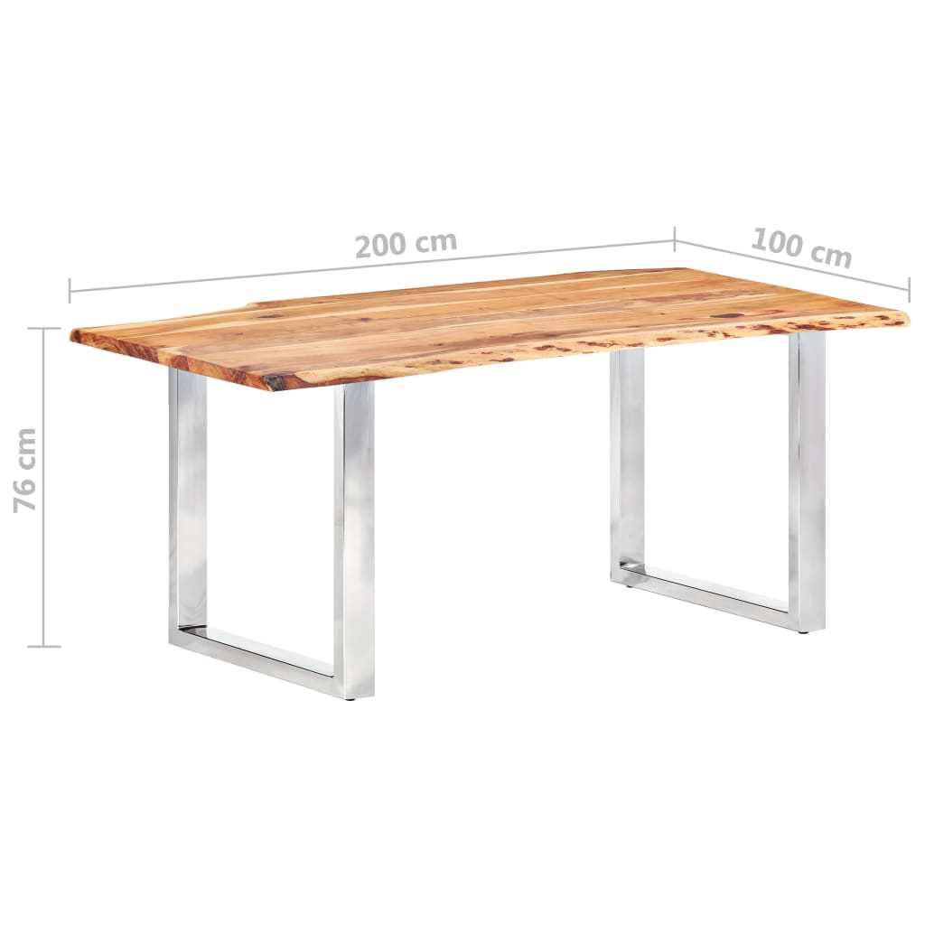 vidaXL Table à dîner à live edge Bois d'acacia massif 200 cm 3,8 cm