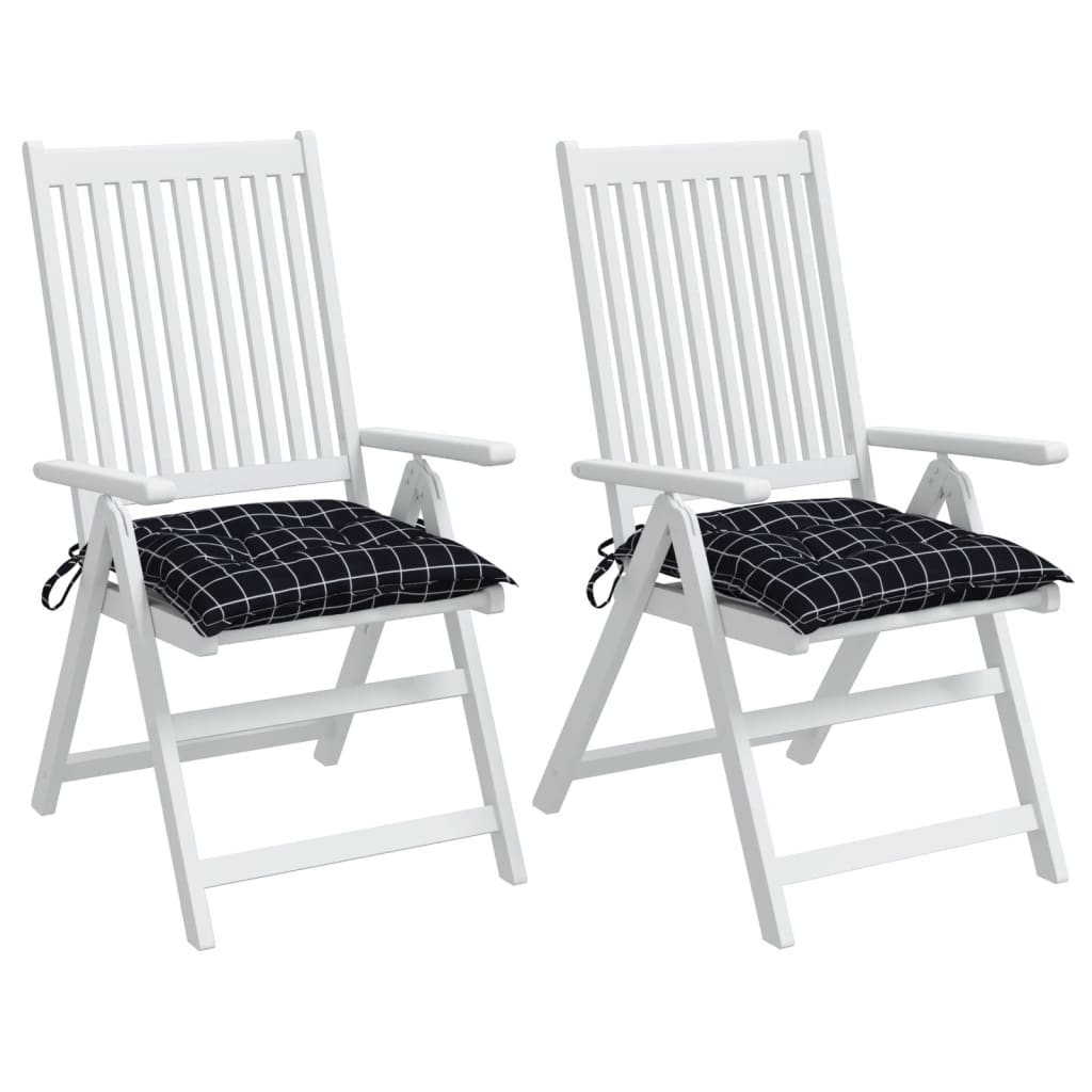 vidaXL Coussins de chaise lot de 2 carreaux noir 50x50x7 cm