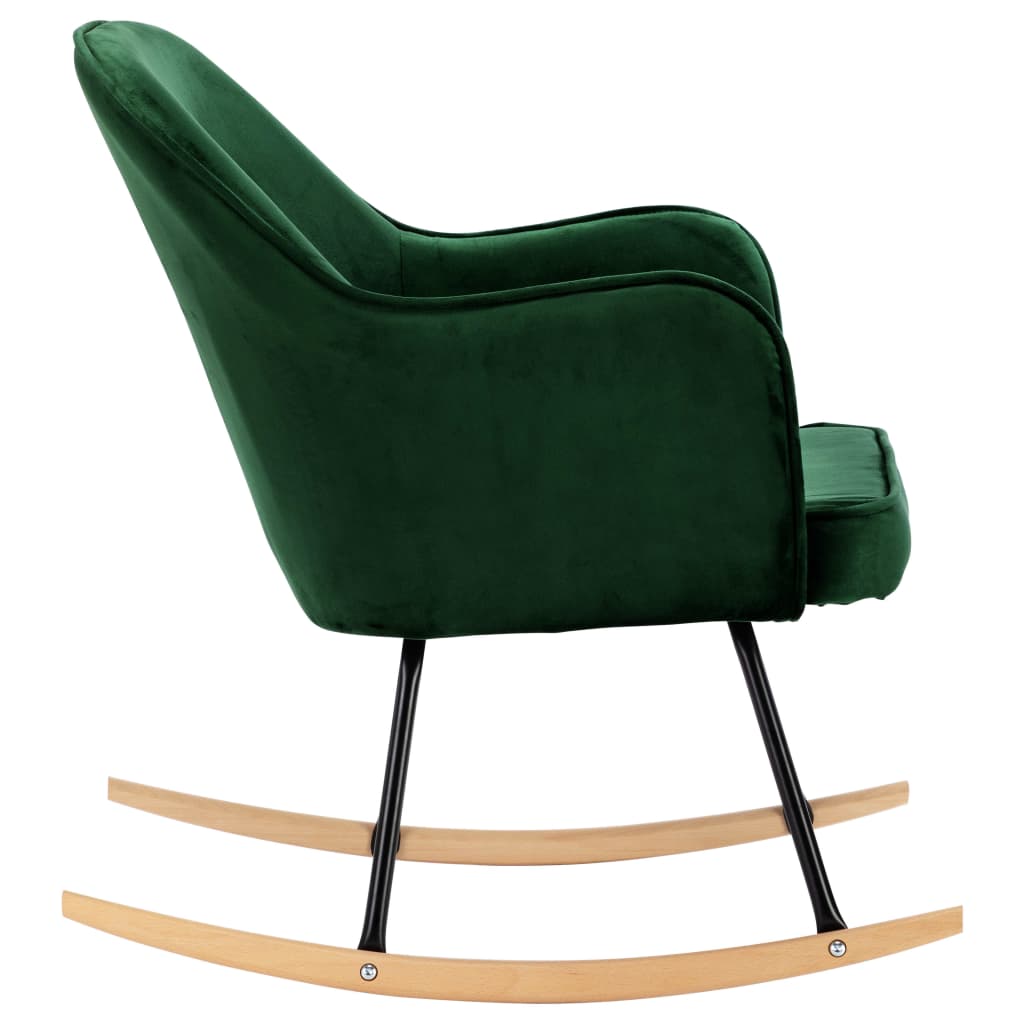 vidaXL Chaise à bascule Vert foncé Velours