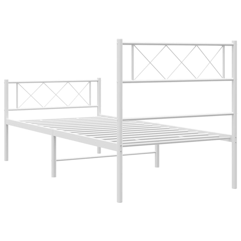 vidaXL Cadre de lit métal sans matelas avec pied de lit blanc 75x190cm