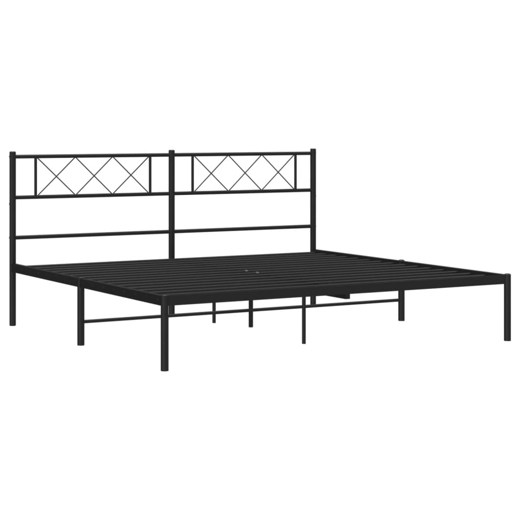 vidaXL Cadre de lit métal sans matelas avec tête de lit noir 193x203cm