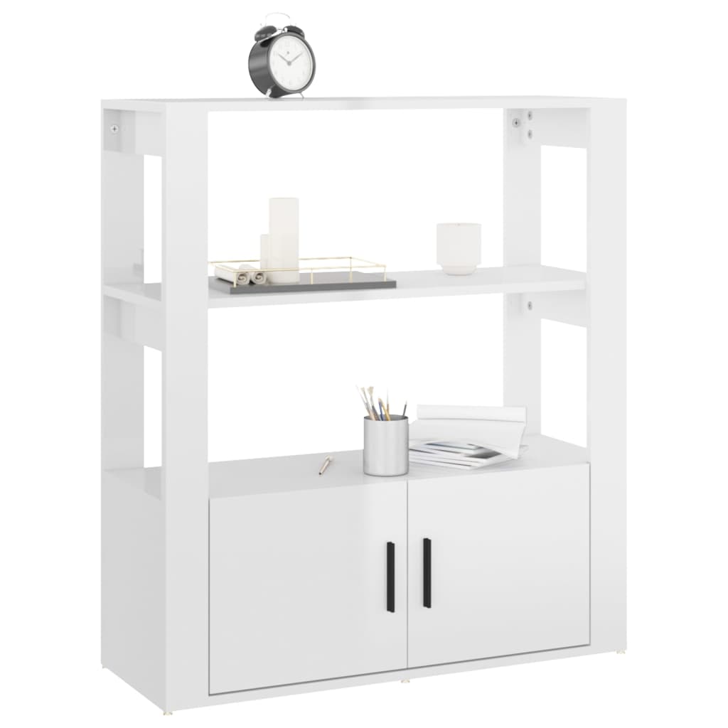 vidaXL Buffet Blanc brillant 80x30x90 cm Bois d'ingénierie