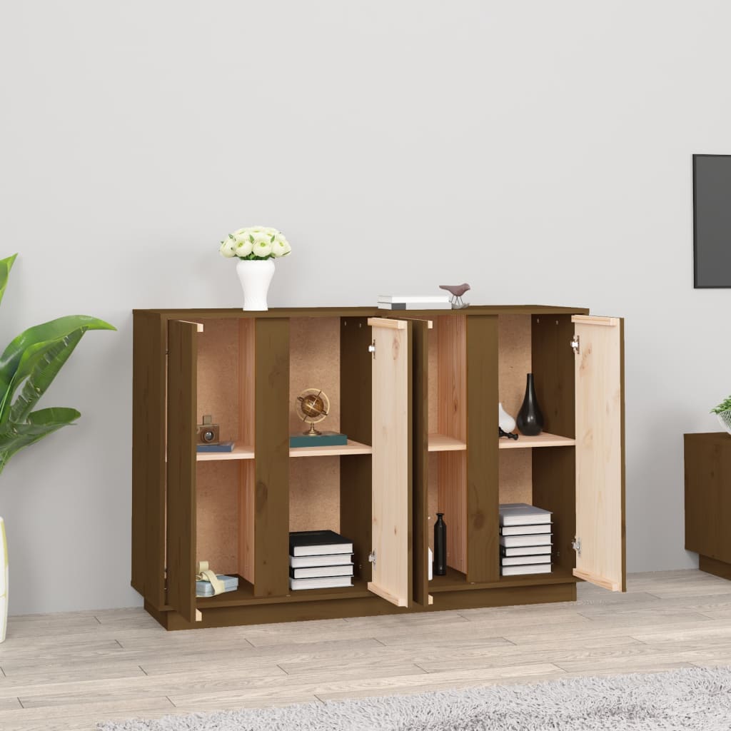 vidaXL Buffet Marron miel 120x35x80 cm Bois massif de pin