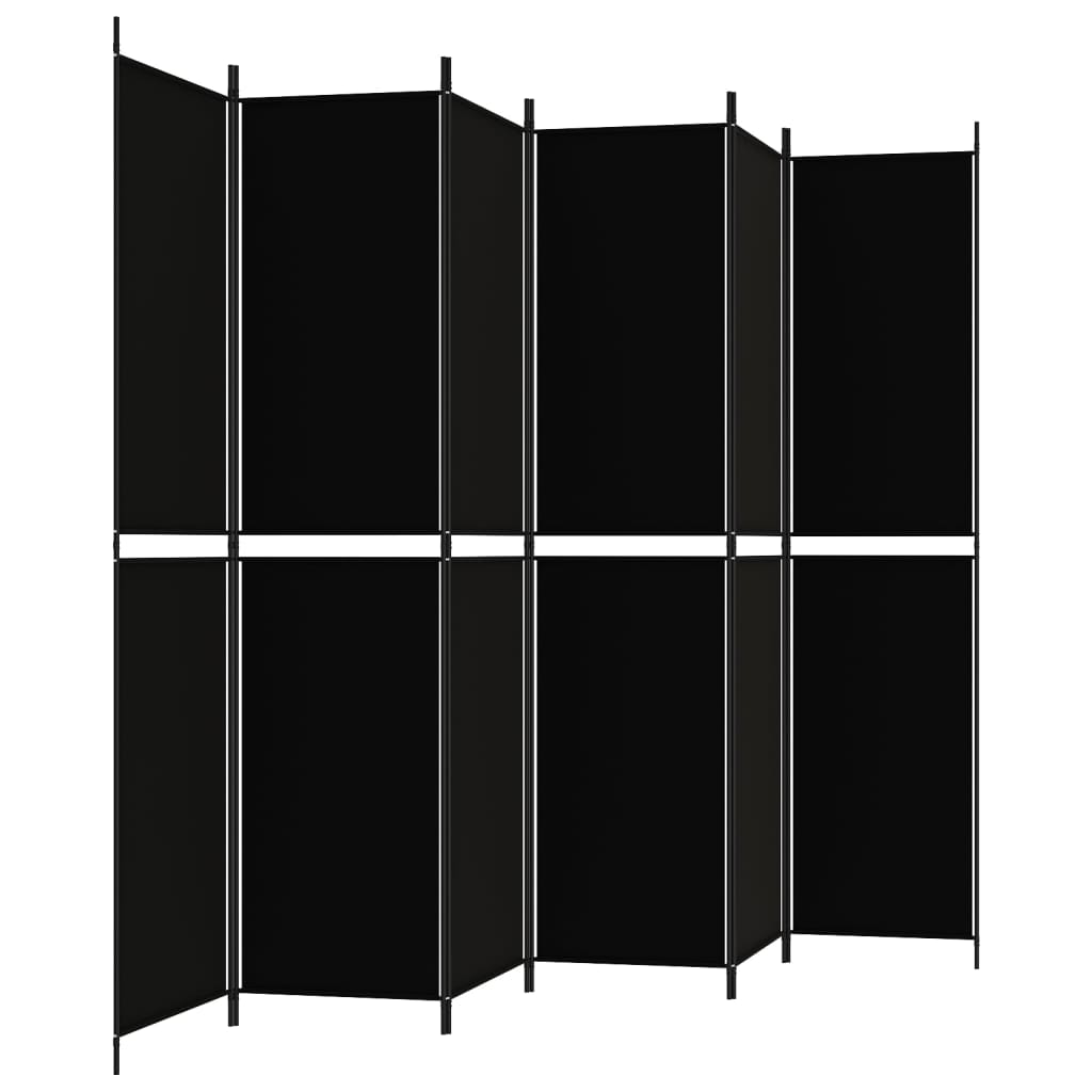 vidaXL Cloison de séparation 6 panneaux Noir 300x220 cm Tissu