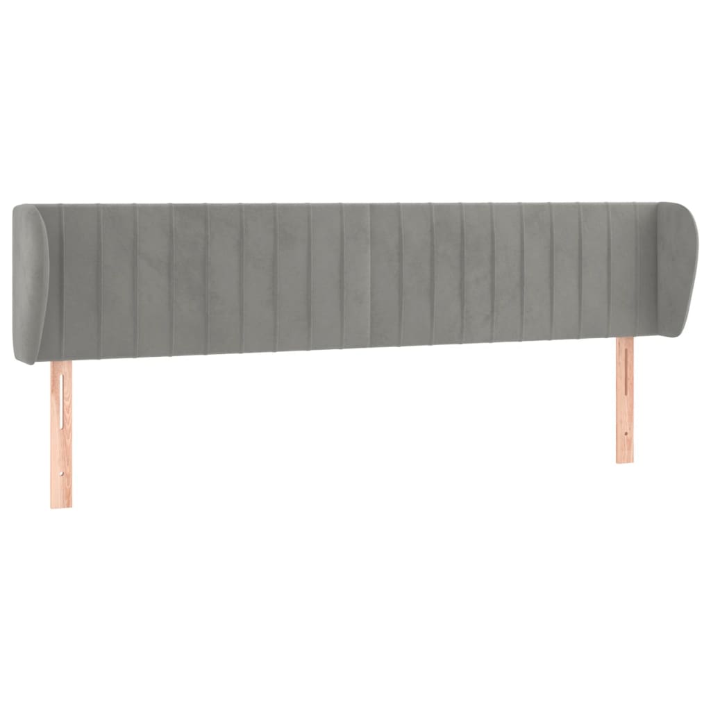 vidaXL Tête de lit avec oreilles Gris clair 203x23x78/88 cm Velours