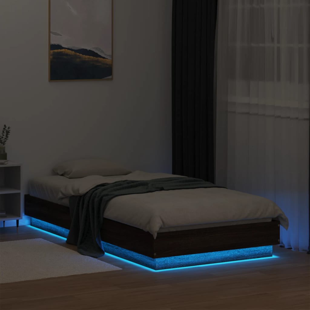 vidaXL Cadre de lit sans matelas avec lumières LED 90x190 cm