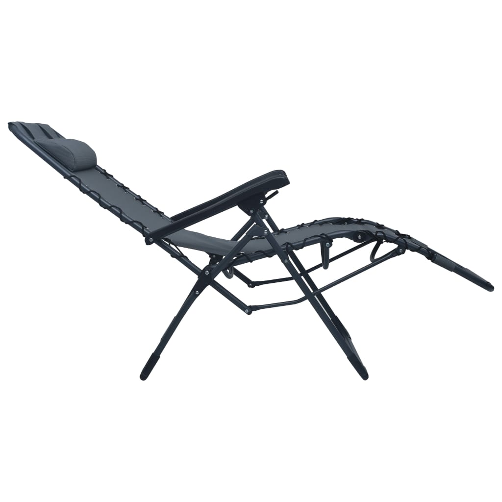 vidaXL Chaise pliable de terrasse Gris Textilène