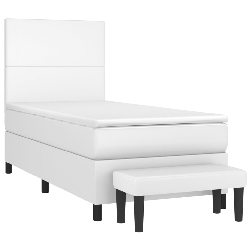 vidaXL Sommier à lattes de lit avec matelas Blanc 90x200 cm Similicuir