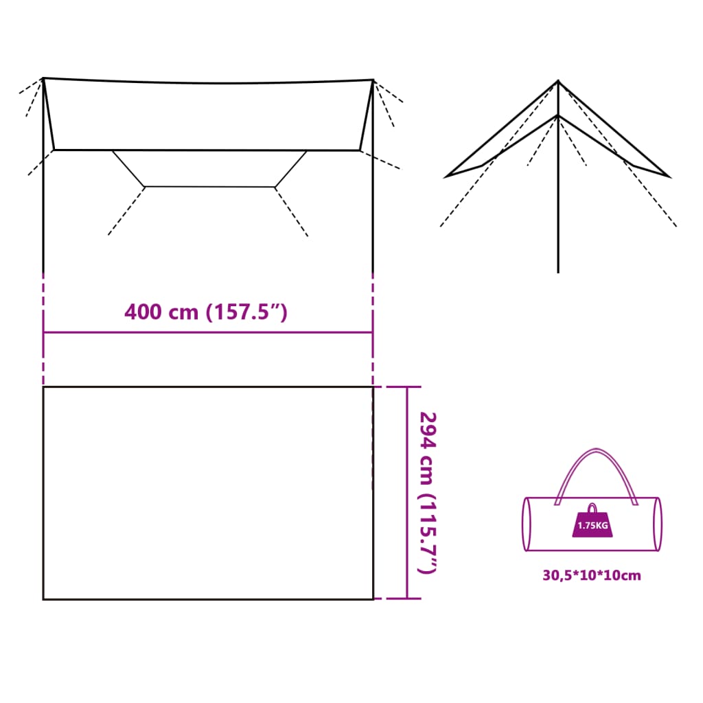 vidaXL Bâche de camping bleu 400x294 cm imperméable