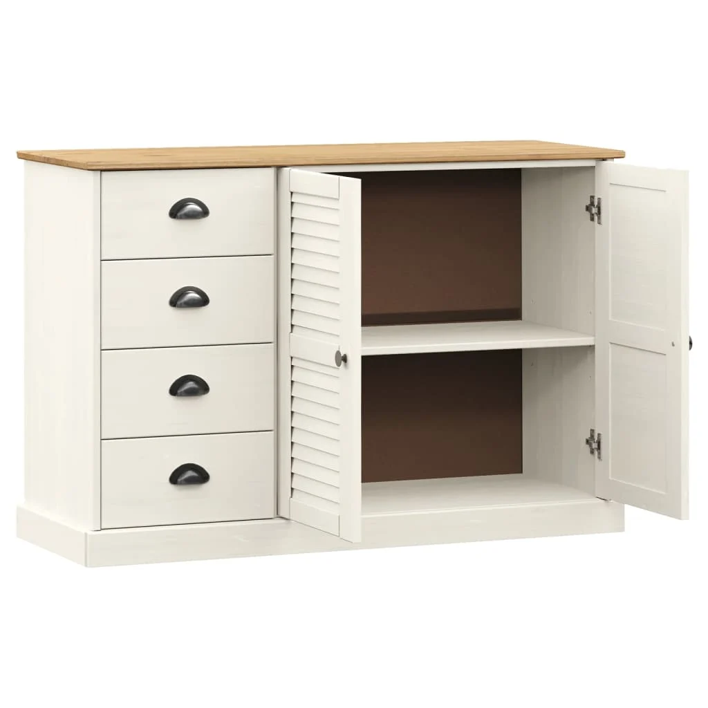 vidaXL Buffet avec tiroirs VIGO 113x40x75 cm blanc bois massif de pin