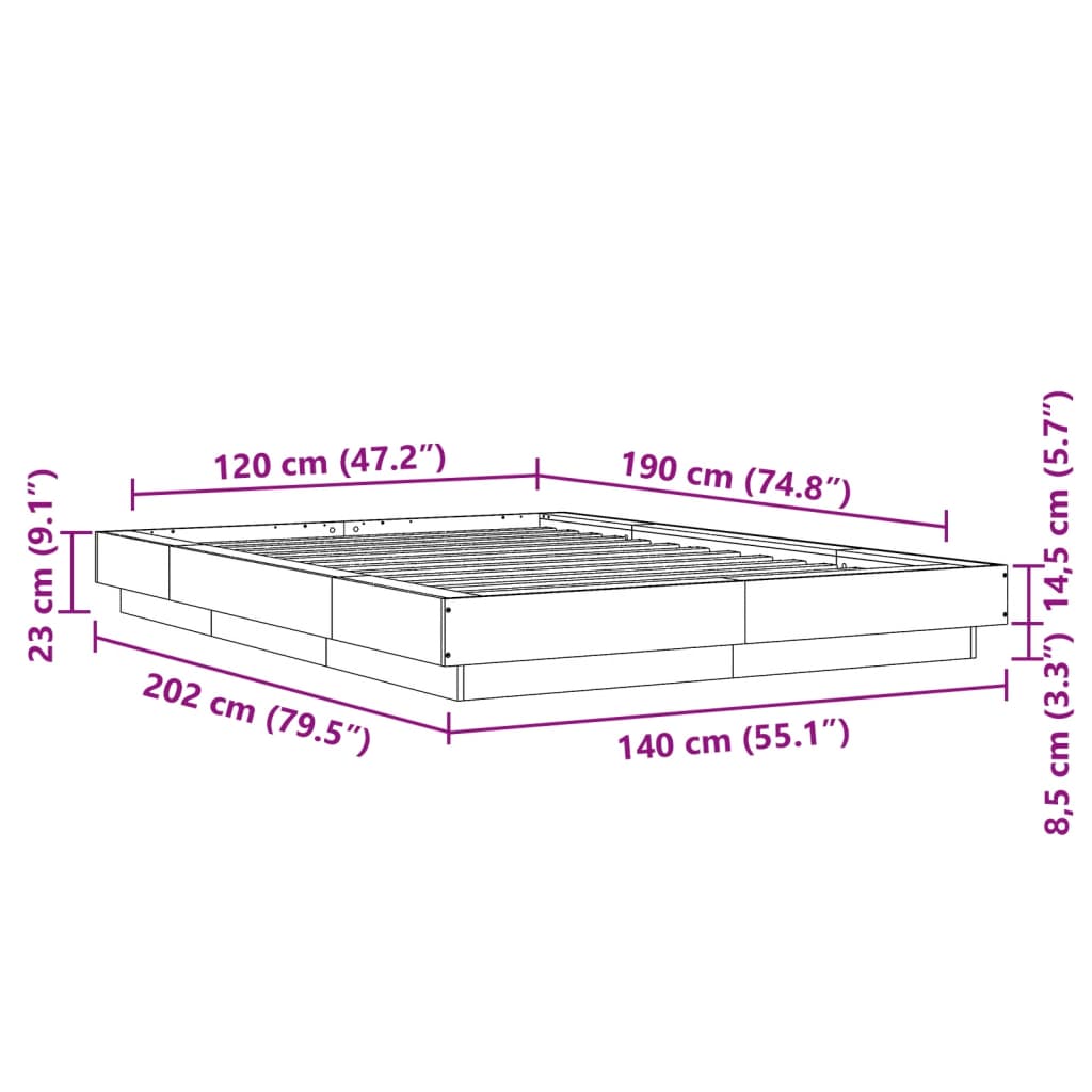 vidaXL Cadre de lit sans matelas blanc 120x190 cm