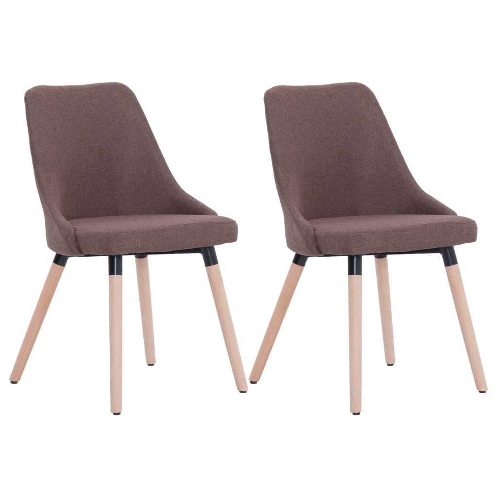 283628 vidaXL Dining Chairs 2 pcs Brown Fabric