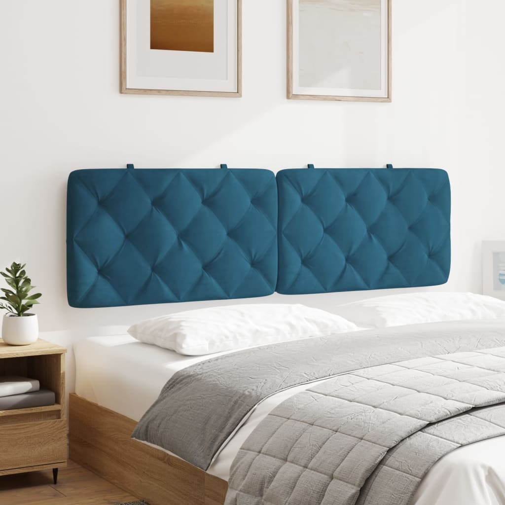 vidaXL Coussin de tête de lit bleu 160 cm velours