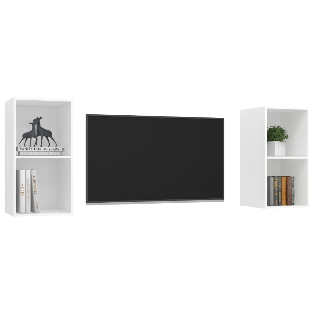 vidaXL Meubles TV muraux 2 pcs Blanc Bois d'ingénierie