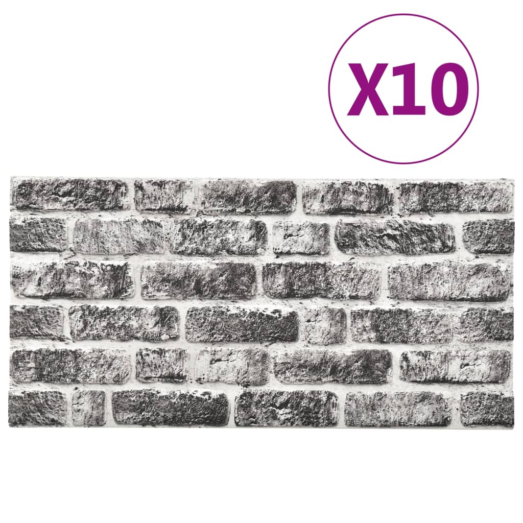 vidaXL Panneaux muraux 3D Design de brique gris foncé 10 pcs EPS