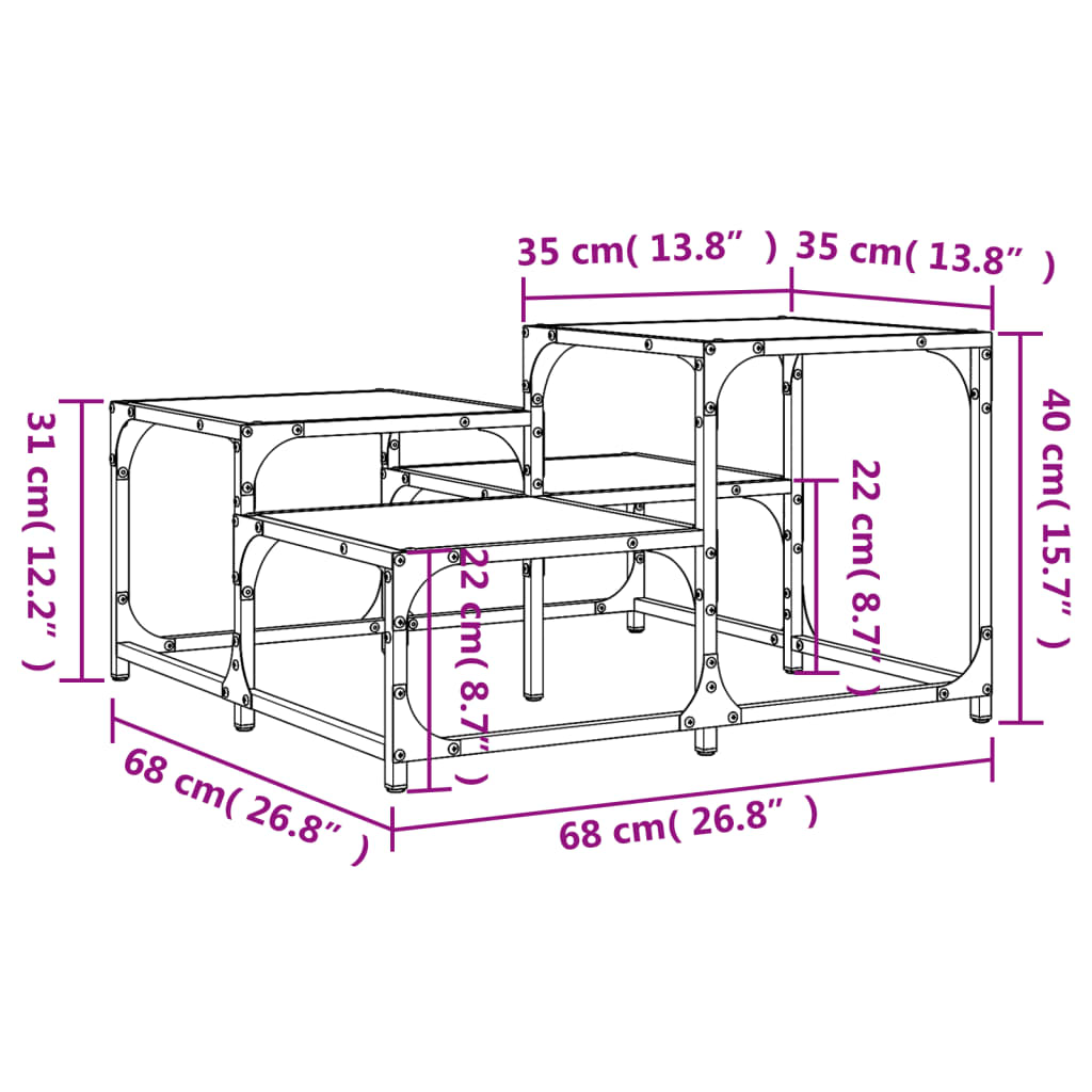 vidaXL Table basse sonoma gris 68x68x40 cm bois d'ingénierie