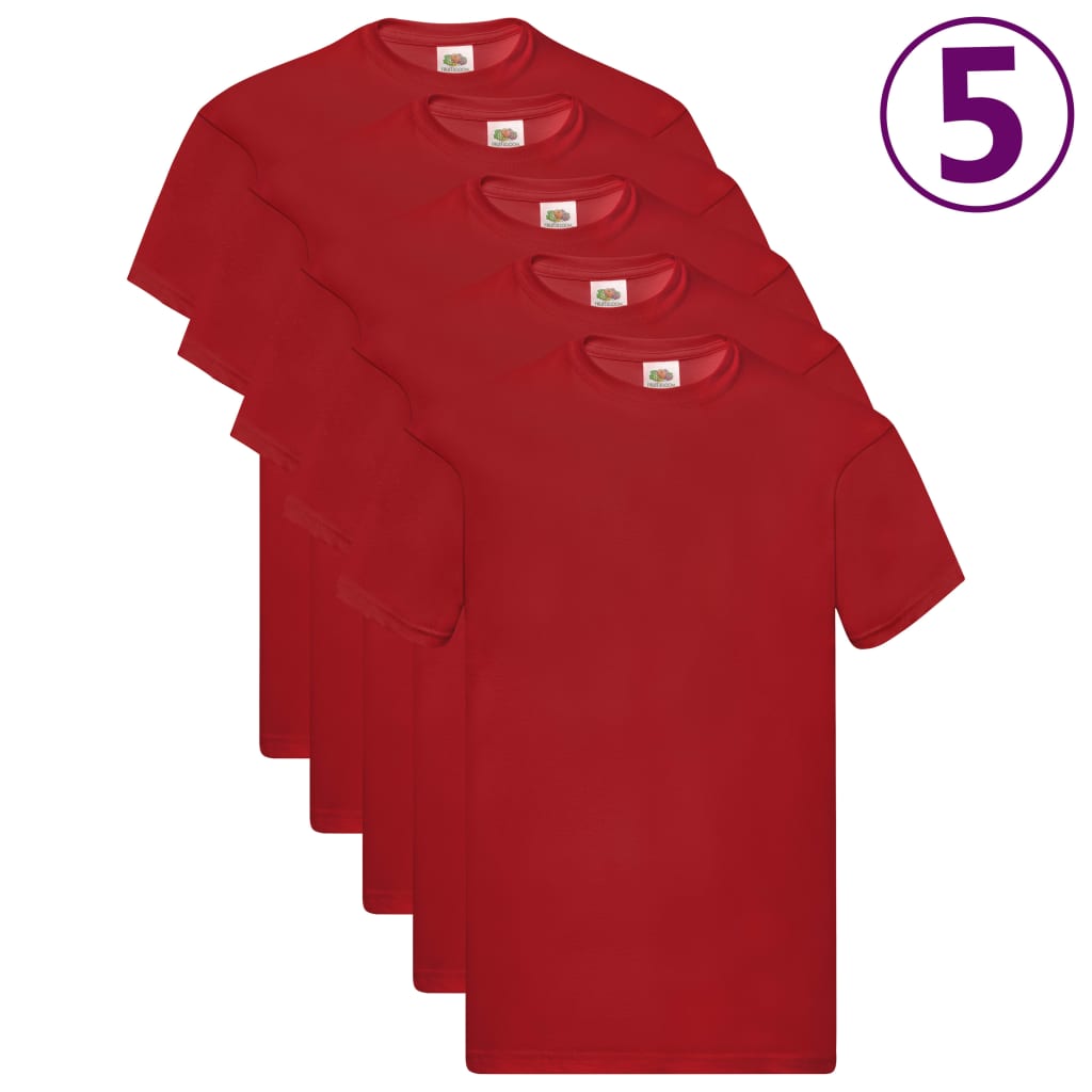Fruit of the Loom T-shirts originaux 5 pcs Rouge S Coton