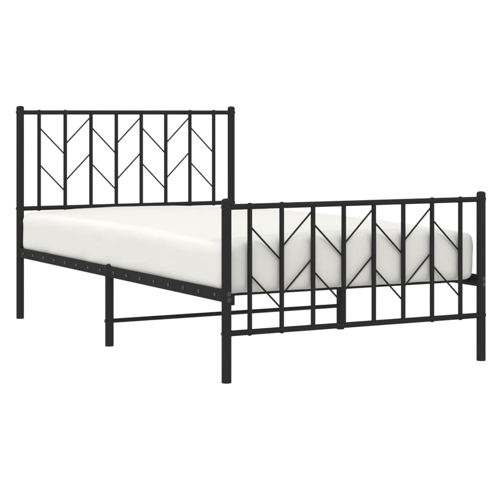 vidaXL Cadre de lit métal sans matelas et pied de lit noir 100x200 cm