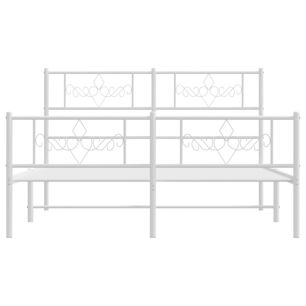 vidaXL Cadre de lit métal sans matelas et pied de lit blanc 120x190 cm