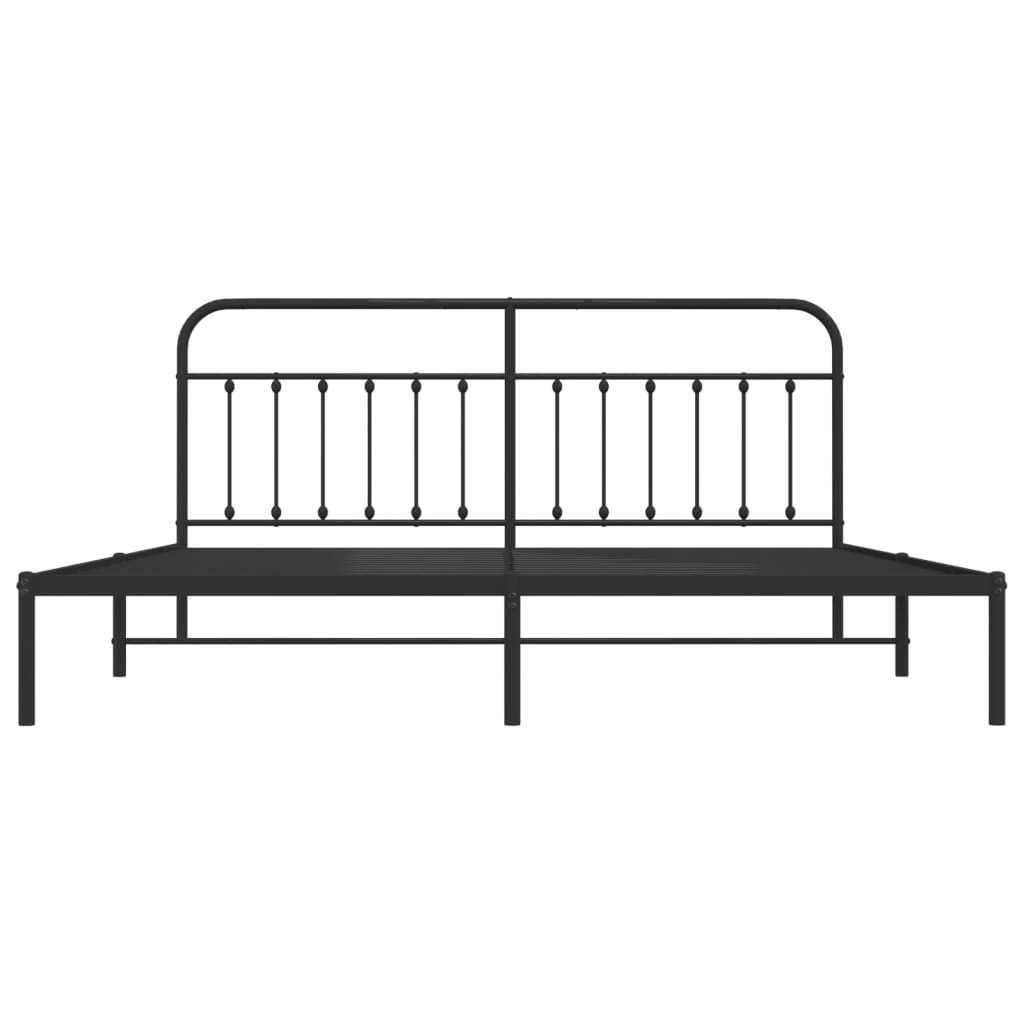 vidaXL Cadre de lit métal sans matelas avec tête de lit noir 193x203cm